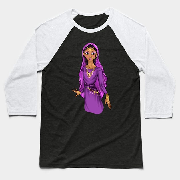 Black is Beautiful - Sudan African Melanin Girl in traditional outfit Baseball T-Shirt by Ebony Rose 